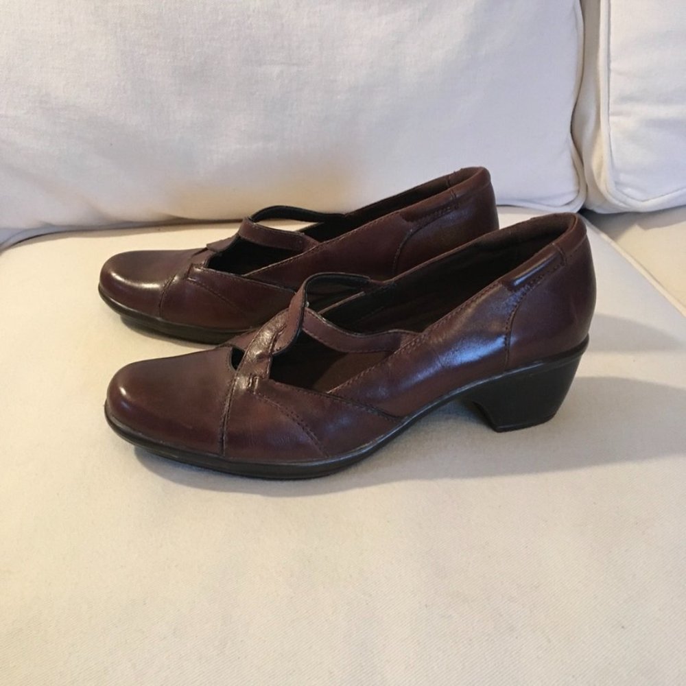Clark's Leather Slip-On Heeled Shoe